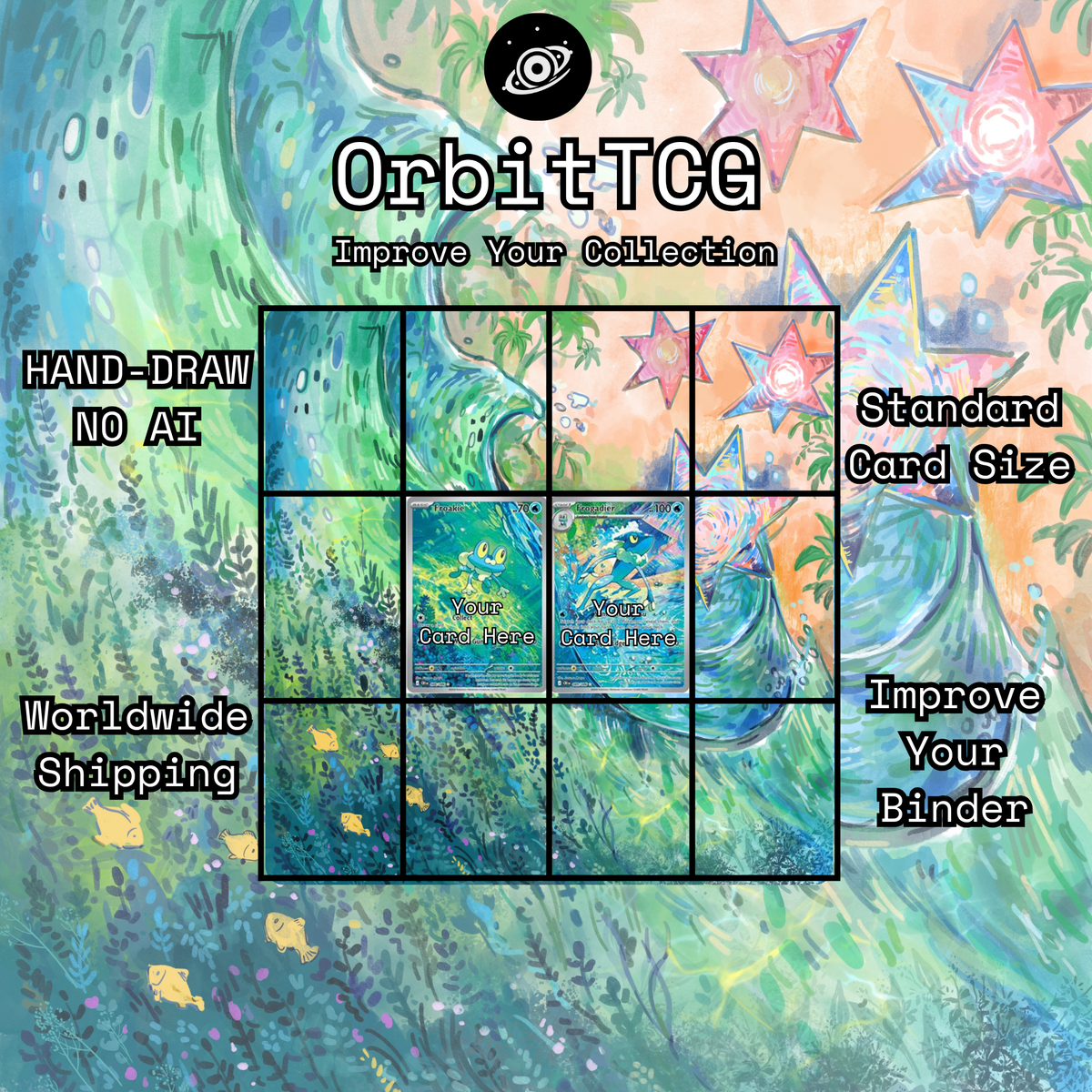 Froakie + Frogadier Extended Art Background | 3×4 Binder Set 💧