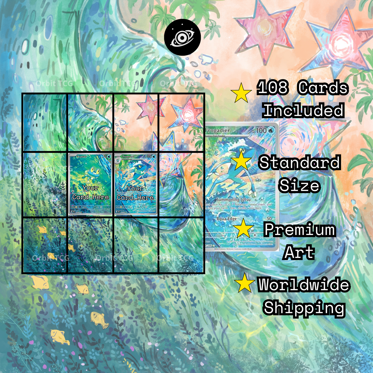 Froakie + Frogadier Extended Art Background | 3×4 Binder Set 💧