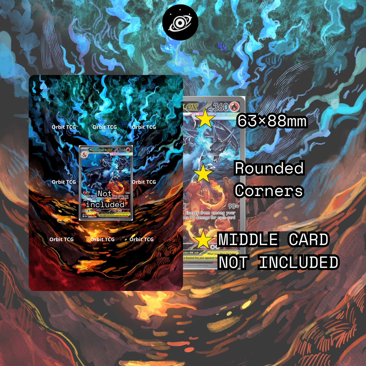 Mega Charizard X ex Extended Art Background | Phantasmal Flames #125 - PFL
